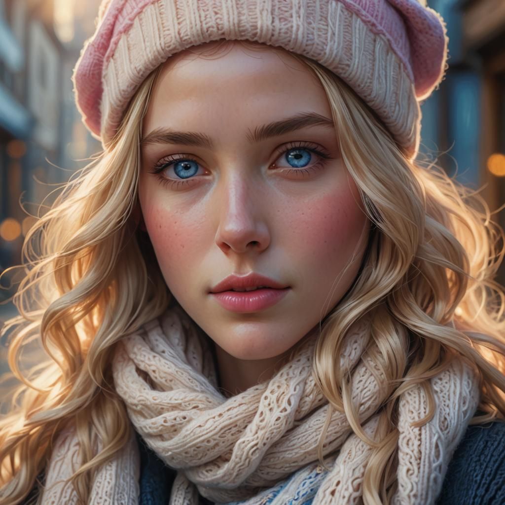 Mesmerizing Woman with Porcelain Skin in Painterly Realism