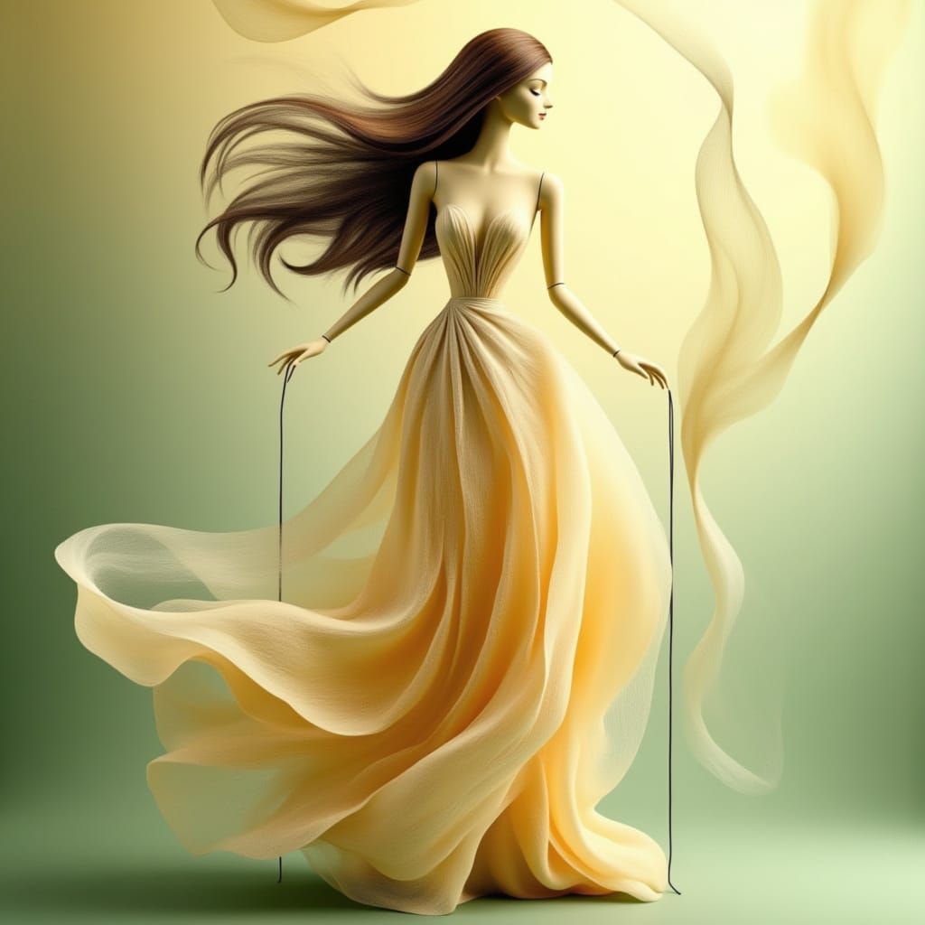 Ethereal Marionette Dancer in Whimsical Woodland