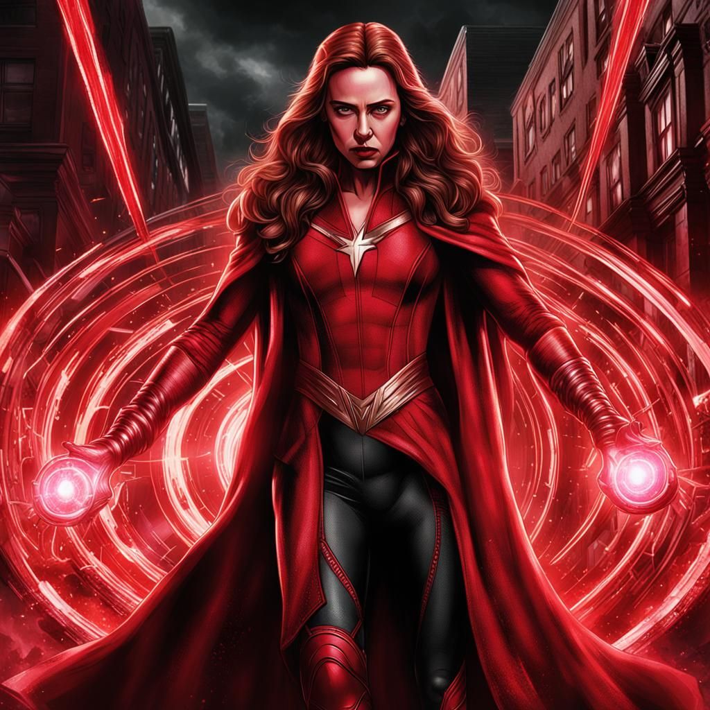 Scarlet Witch 1980s Hyperrealistic Cinematic Portrait