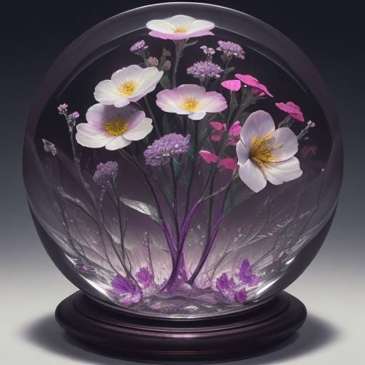 Floral Resin Paperweight: Hyperrealistic Digital Art