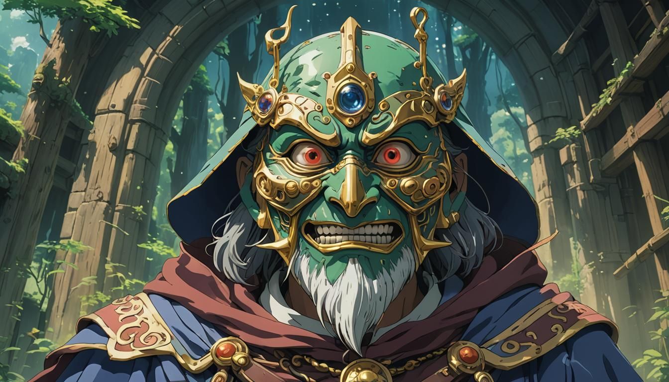 Wizard Face with Master Mask in Anime Style