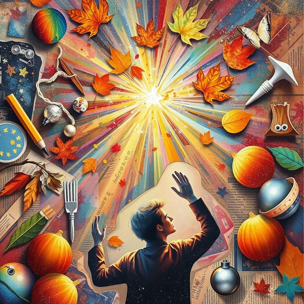 Abstract Autumn Collage in Dada Photogram Style