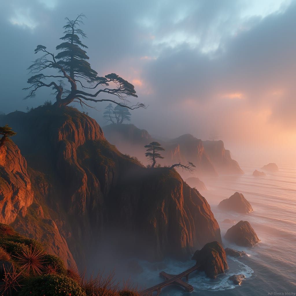 Fantastical Pacific Coast Landscape at Sunset