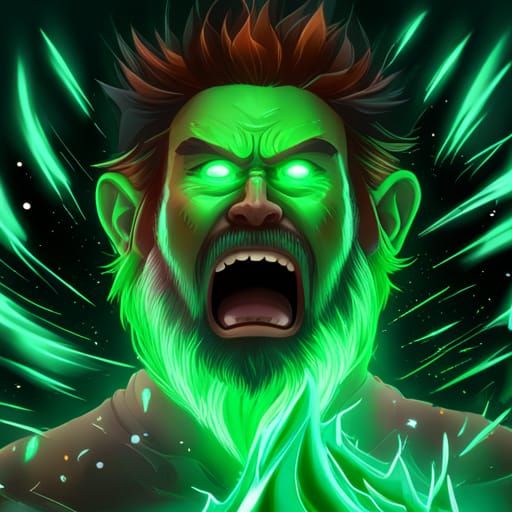 Furious Mad Scientist in Lab with Radioactive Chemicals