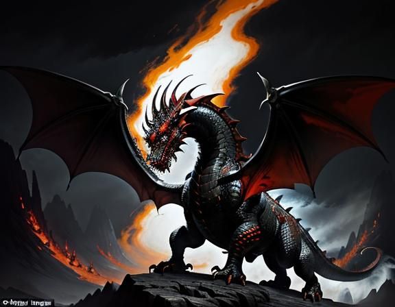 Fiery Dragon in Dynamic Fantasy Art Style