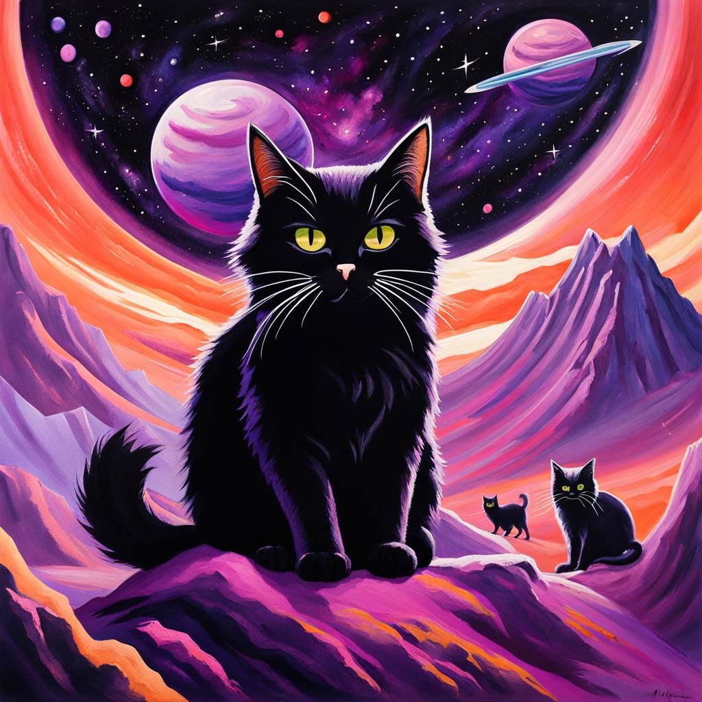 an army of cats in little black uniforms with samurai swords...