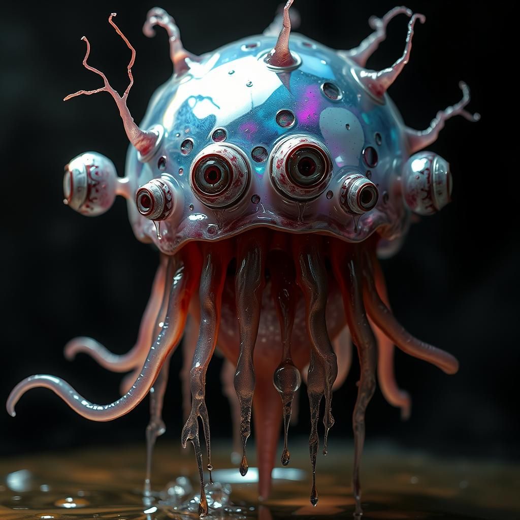 Hyperrealistic Shoggoth with Tentacles and Eyeballs