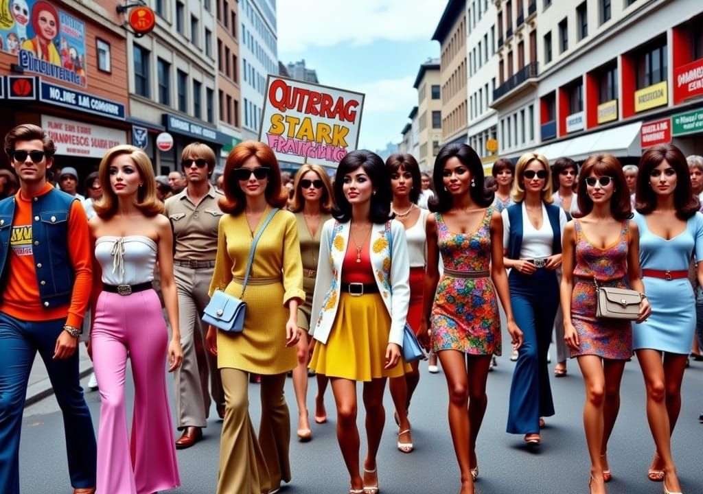 1968 San Francisco Protest in Pop Art Style