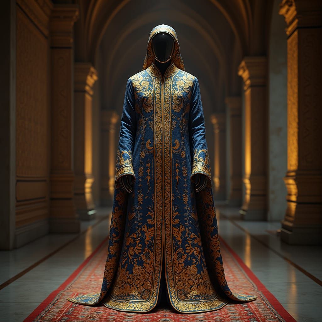 Futuristic Ceremonial Robe with Islamic Geometric Patterns