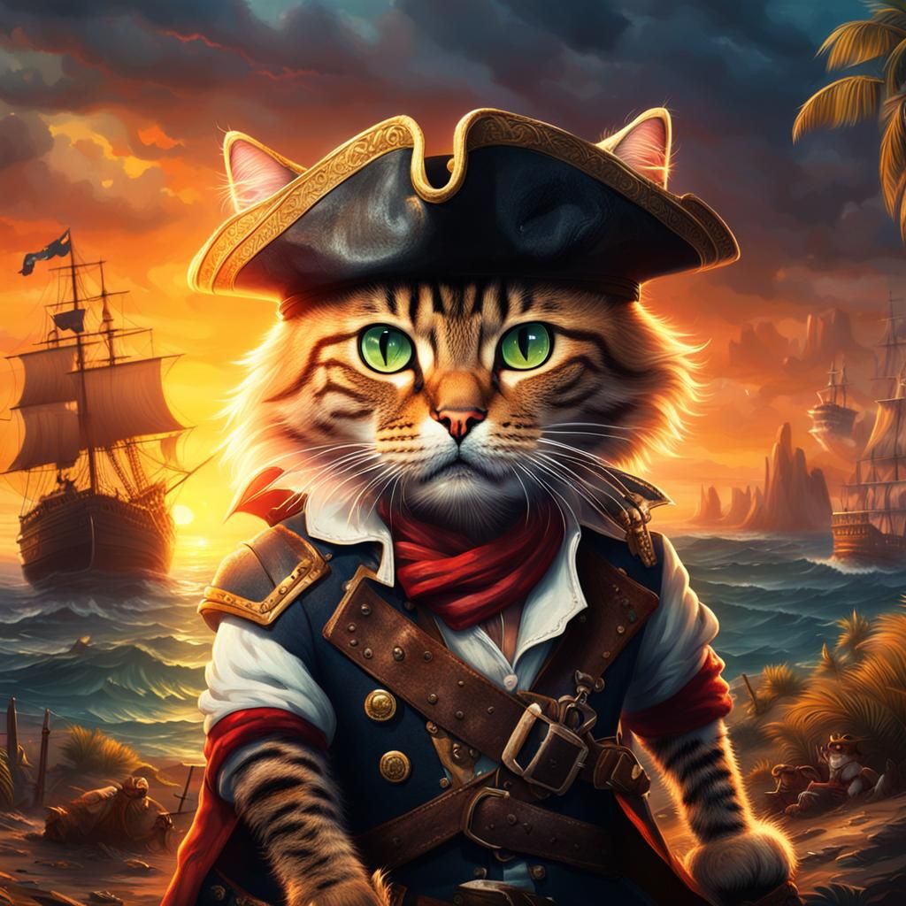 Dangerous Cat Pirate in No Man's Land Sunset