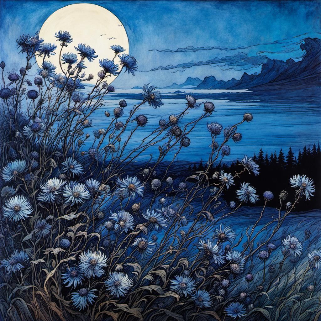 Blue Asters Bending: Detailed Art Style