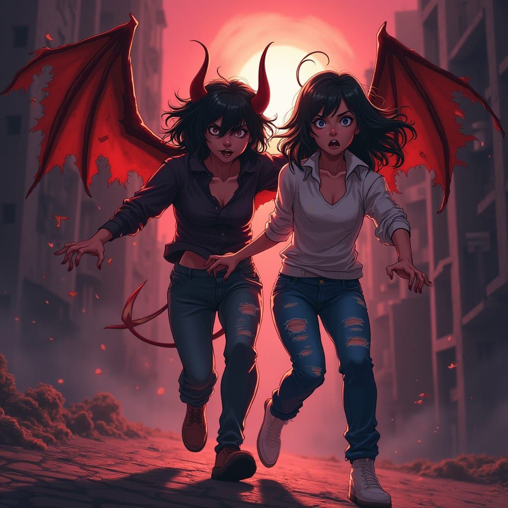 Hellish Devil Chasing Woman: Cel-Shaded Manga