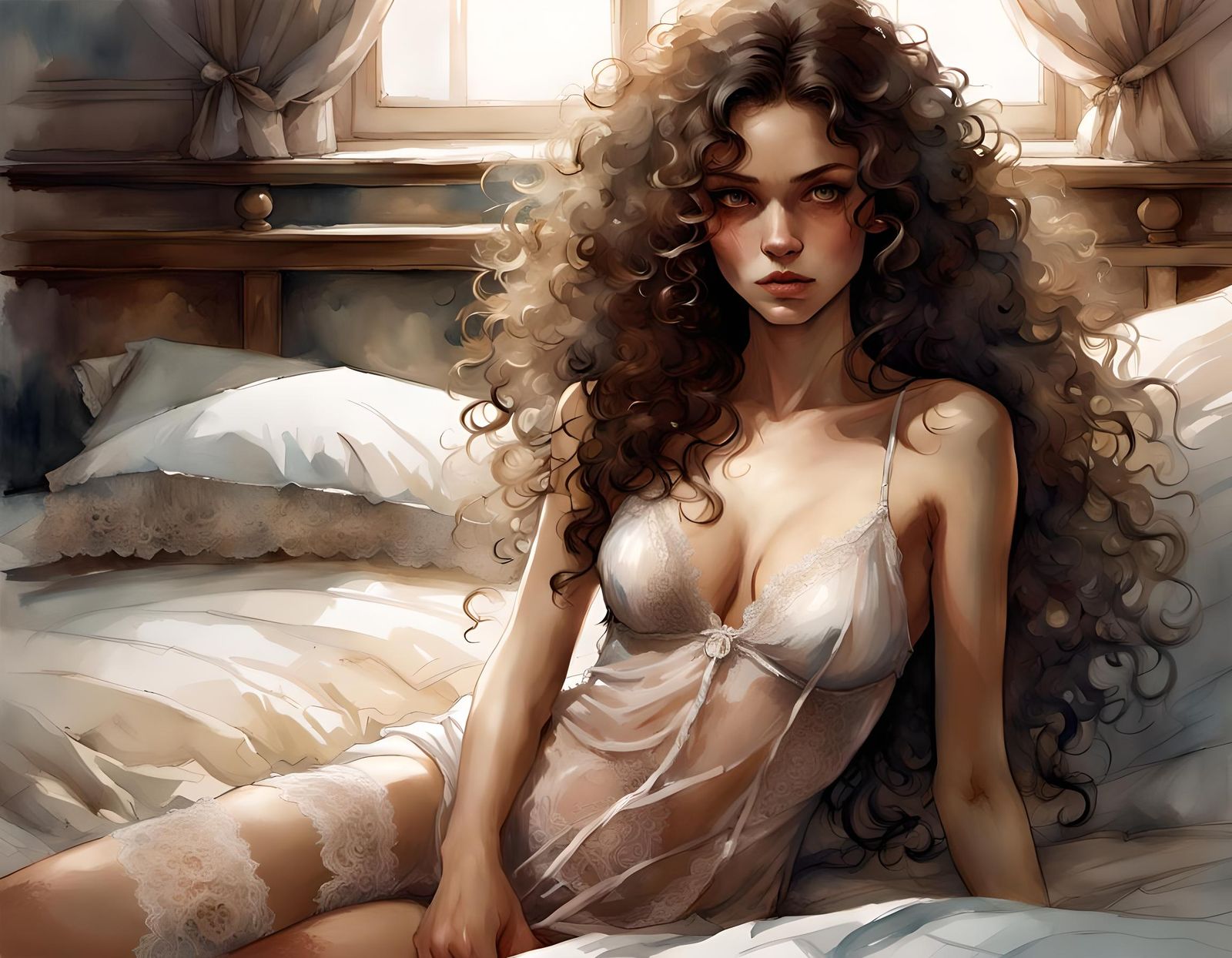 Latina Model in Lacy Chemise, DreamWorks Animation Style