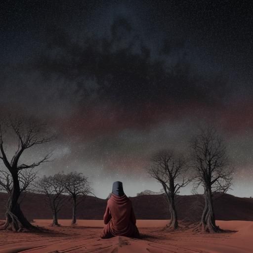 Dystopian Red Sand Landscape with Figure