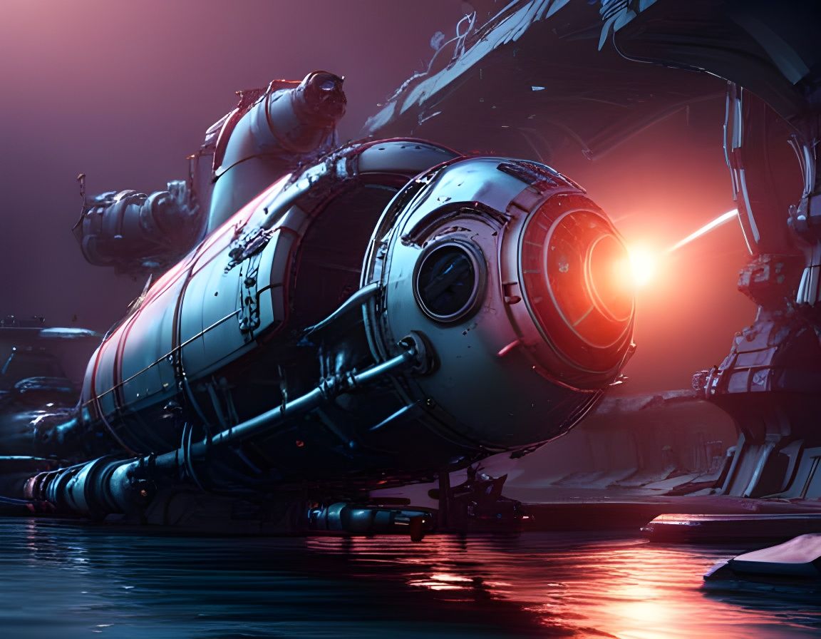 Detailed Nautilus Submarine Underwater in Sci-Fi Style