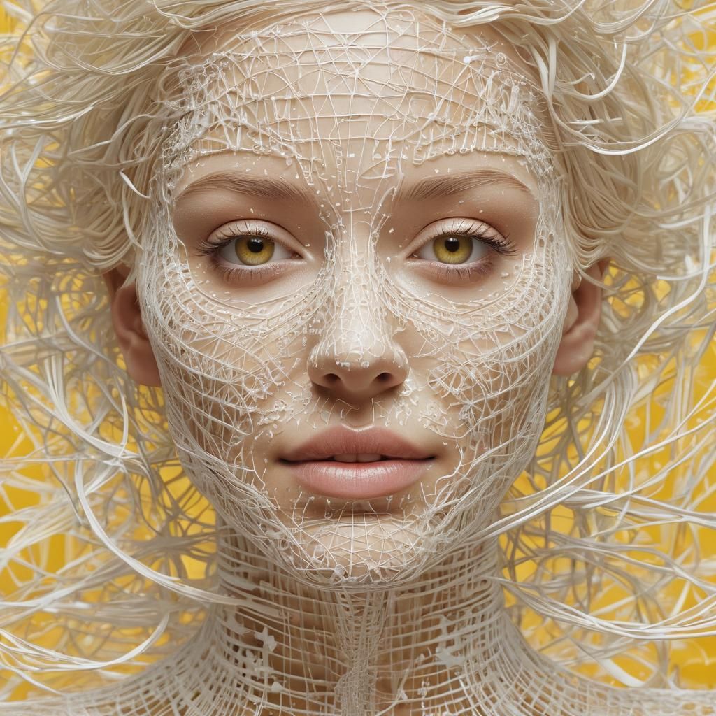 Surreal Wireframe Woman in Rainbow Colors