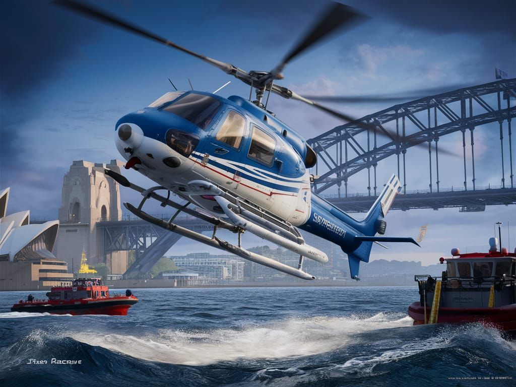 Helicopter Over Sydney Harbour in Unreal Engine