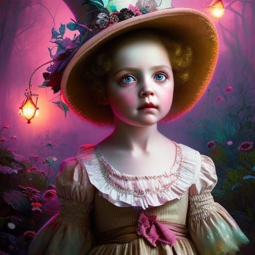 Orphan Alice in Wonderland Portrait: Hyperdetailed Fantasy A...