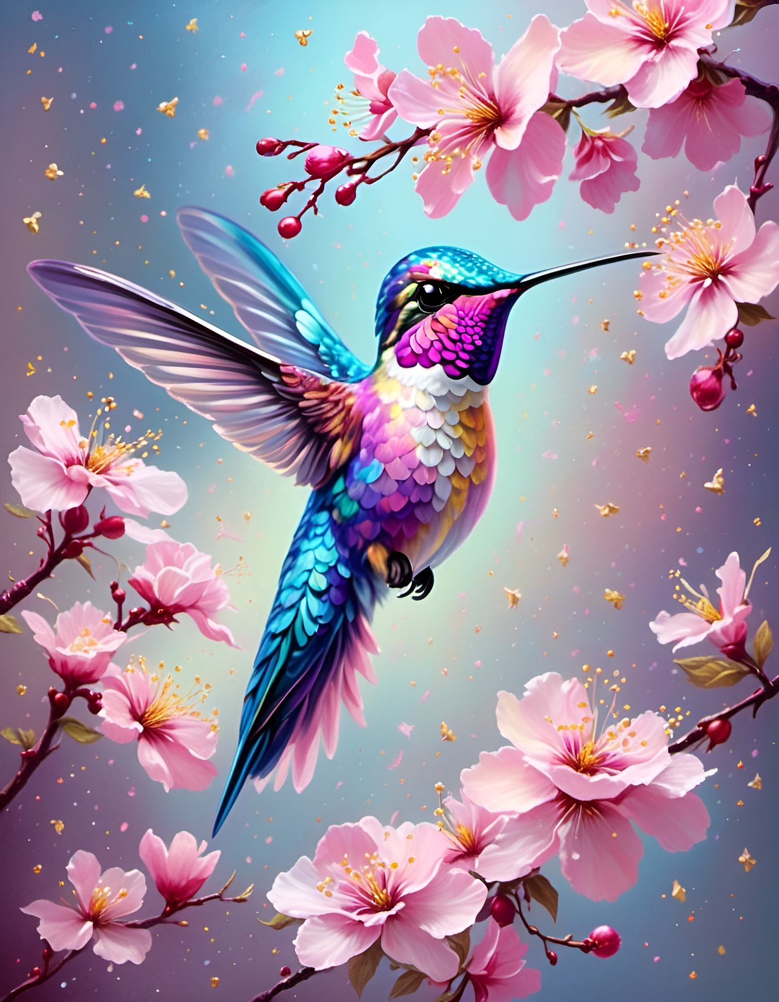 Cherry Blossom Hummingbird