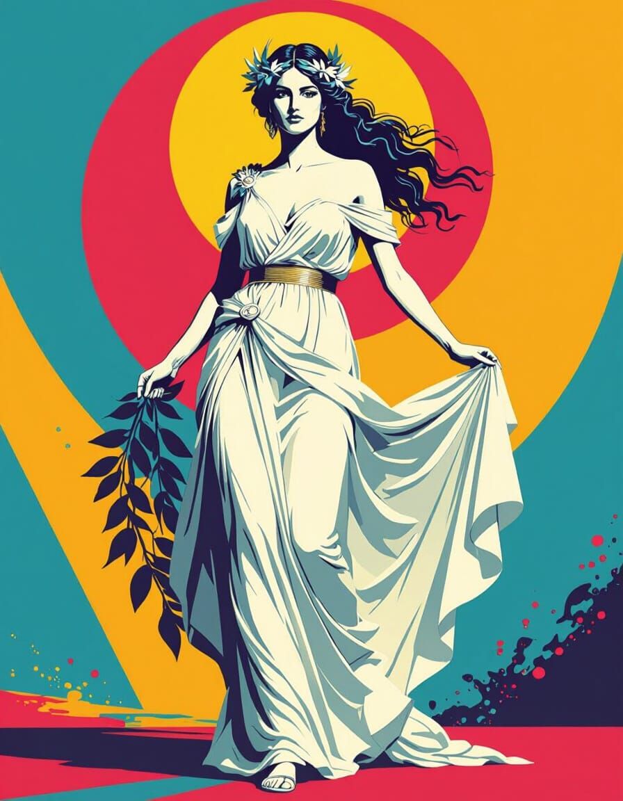 Moon Goddess Selene in Pop Art Style