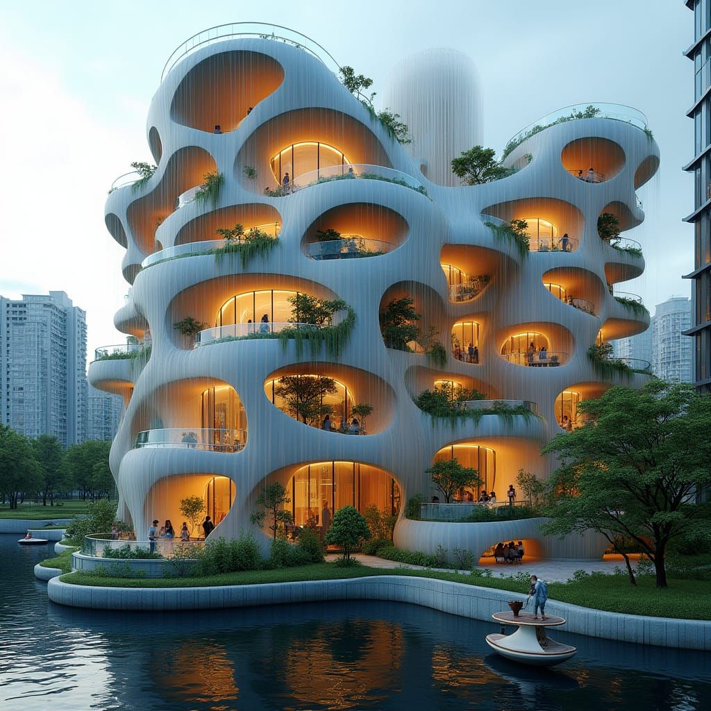 Organic Bloom Towers: Futuristic High-Rise Buildings in Harm...