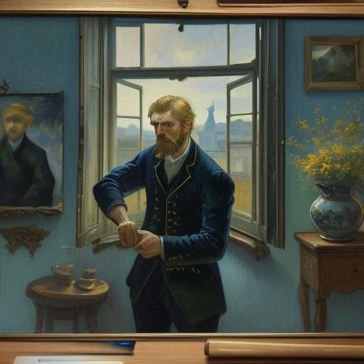 Contemplative Young Man Portrait in Van Gogh Style