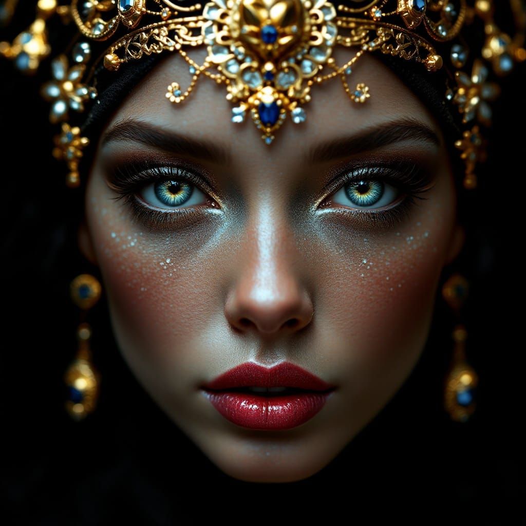 Surreal Luxury Portrait in Photorealistic Jewelry Mosaic