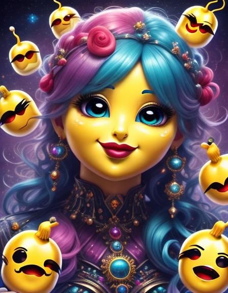 Amusing Cosmic Orb Portrait in Whimsical Gothic Style
