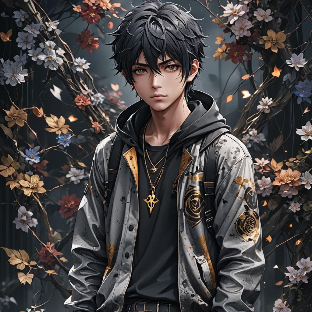 Sad Anime Boy in Dark Fantasy Concept Art