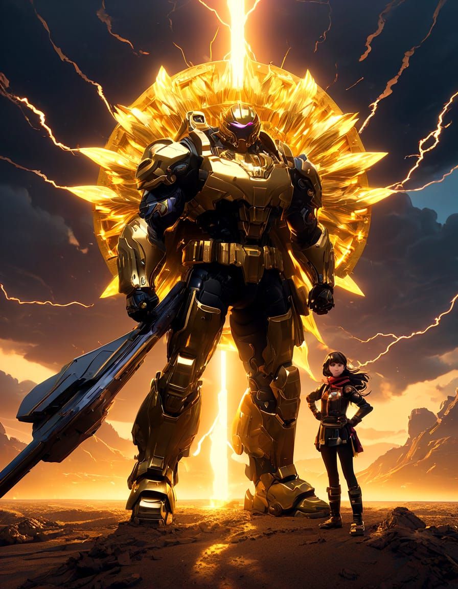 Protective Father Shielding Family From Ominous Storm