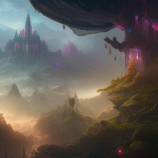 Fantastical Matte Painting of Euphoria in Deep Color