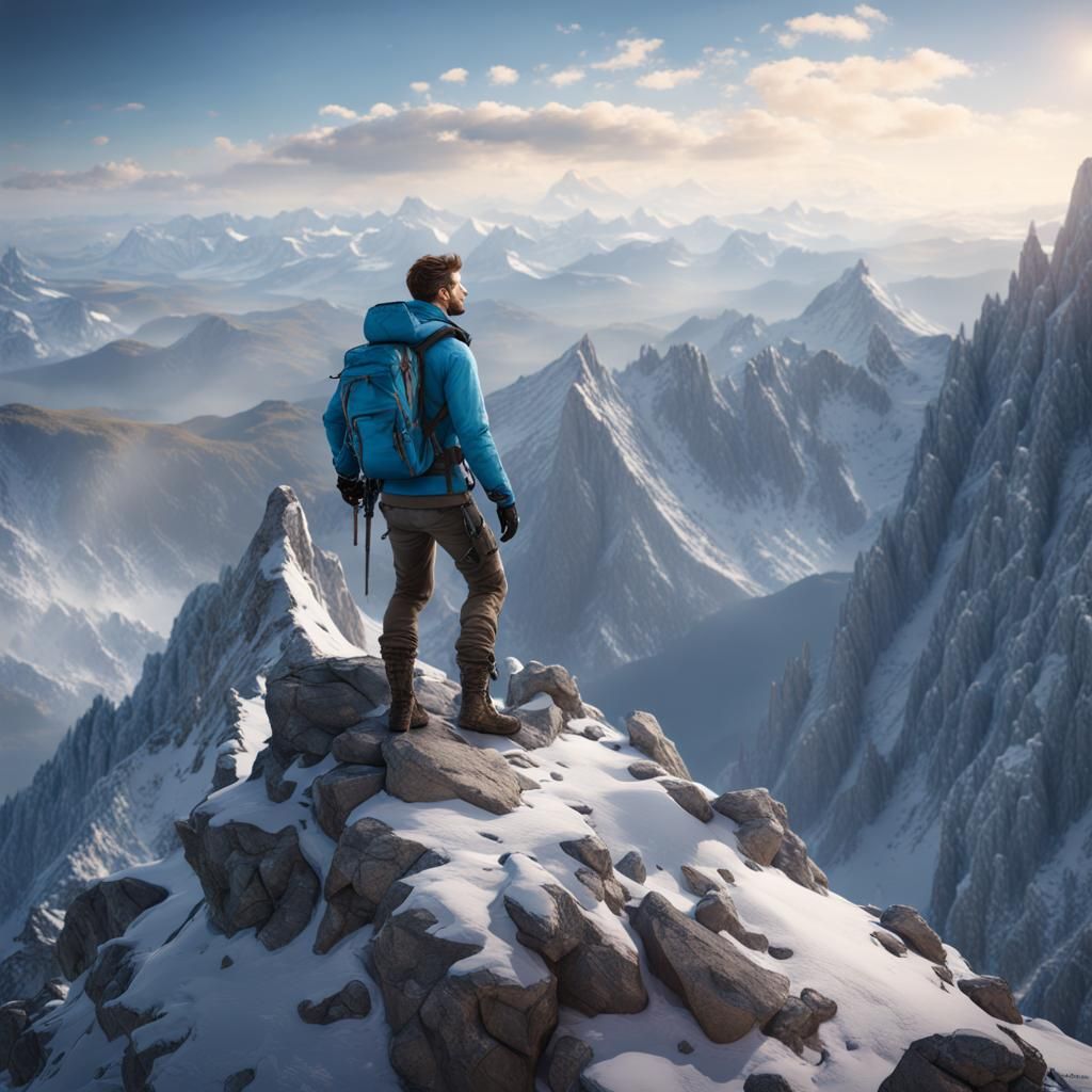 Colorado Mountain Summit View in Detailed Matte Painting