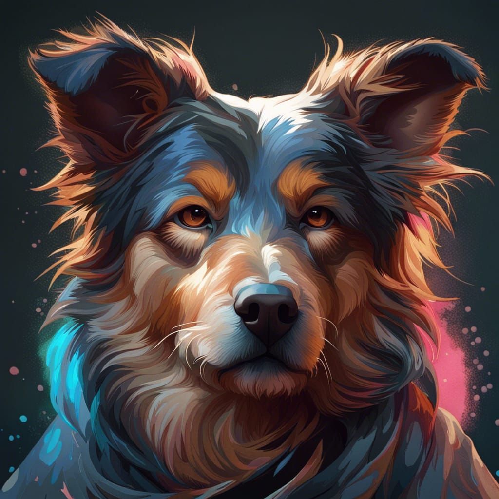 Dog Portrait with Dynamic Lighting, Detailed Matte Painting