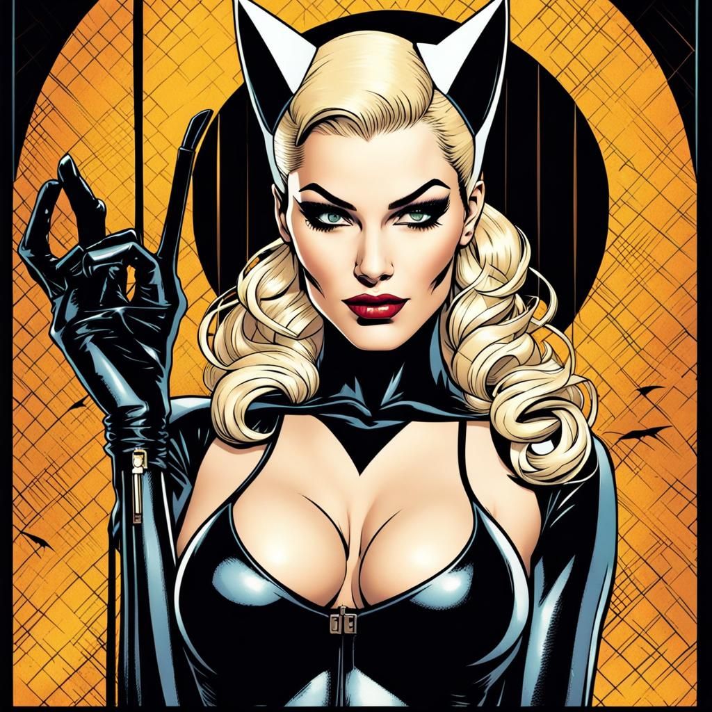 Gwen Stefani as Catwoman in Comic Style