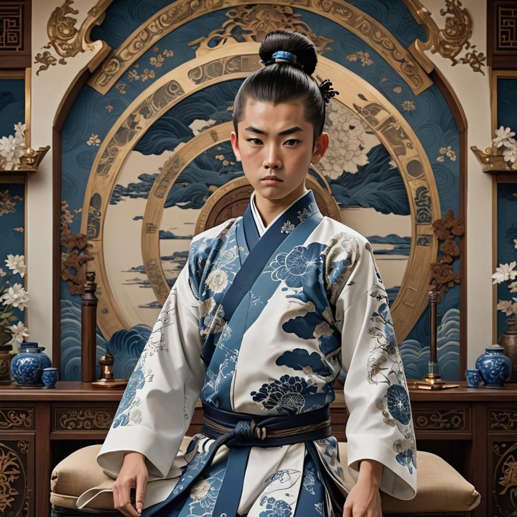 Japanese Page Boy in Art Nouveau Mansion