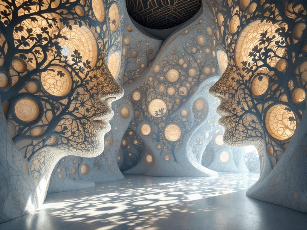 Animated Cuprite Heads with Willow Pattern Wallpaper