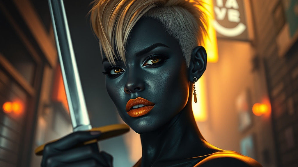 Hyper-Realistic Portrait of a Woman with Obsidian Skin and V...