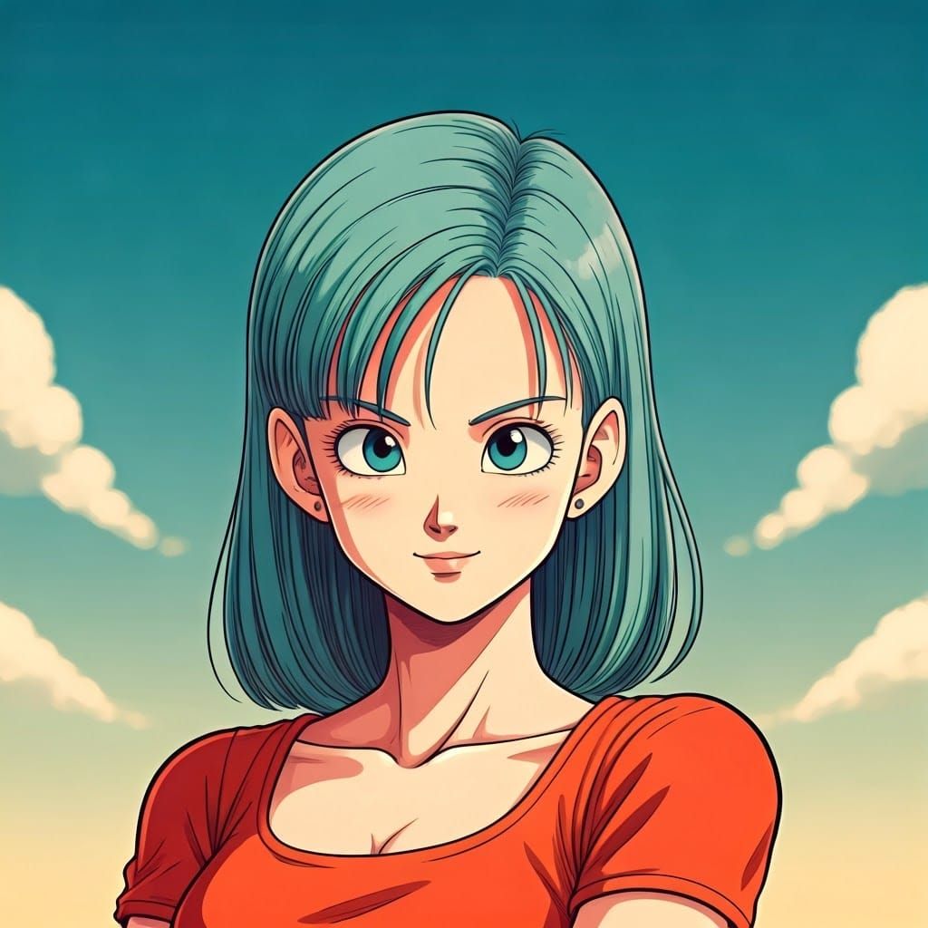 Bulma from Dragonball in Manga Style