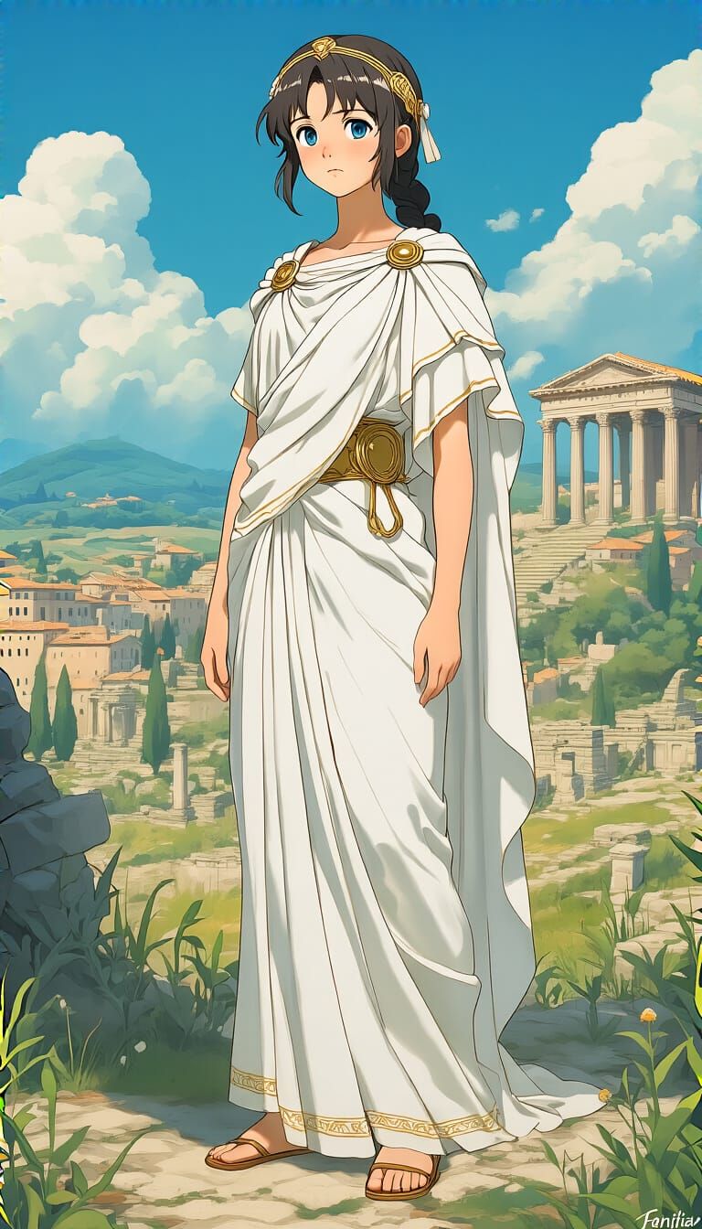 Romulus as Girl in Anime Key Visual Style