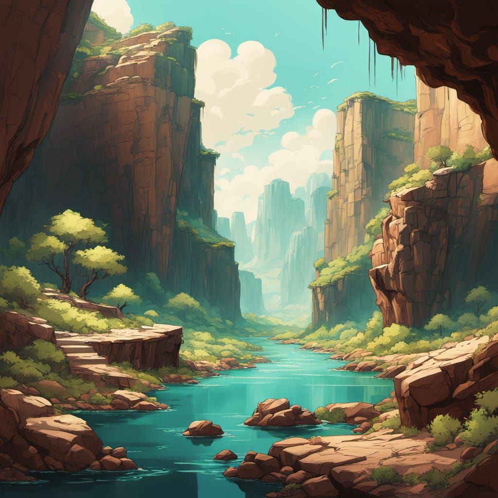 Epic Canyon Landscape in Digital Concept Art Style