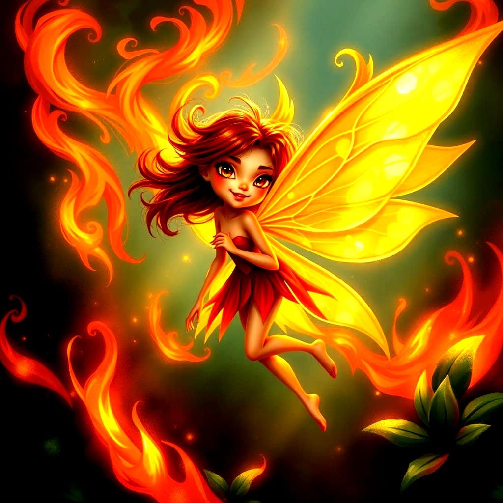 Fiery Elemental Fairy in Ethereal Flames