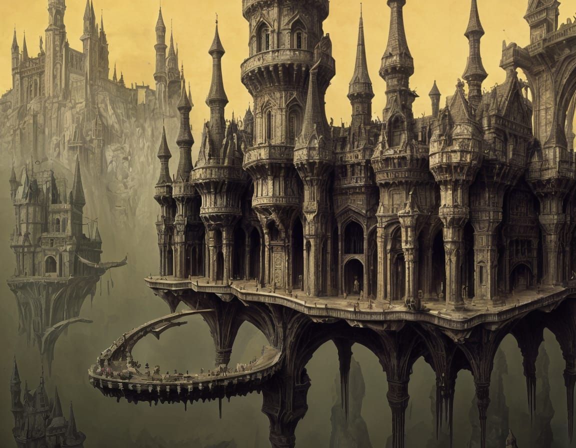 Surreal Castle Landscape in a Dreamlike Atmosphere