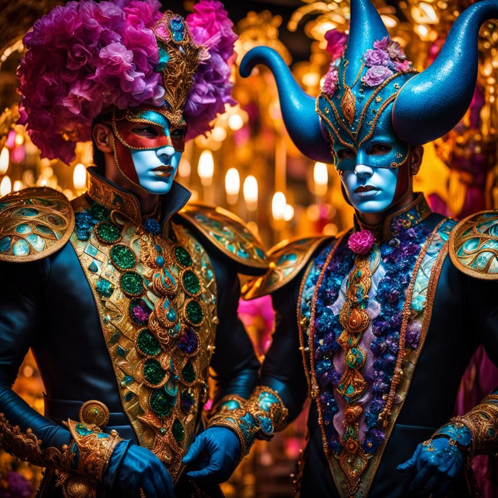 Bioluminescent Carnival: Hyperreal Venetian Fantasy