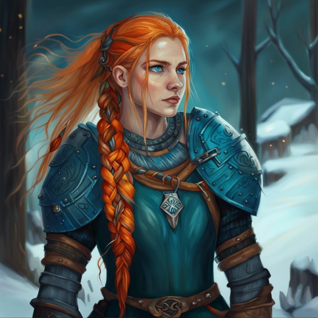 Nordic Seer in Viking Armor Hand Drawing