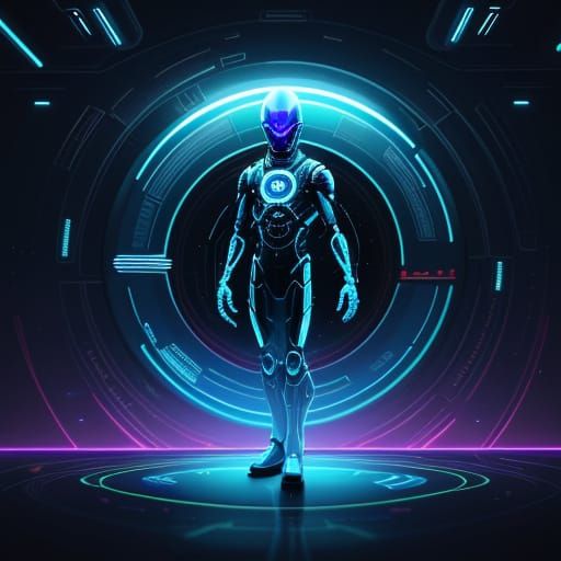 Alien in Space Station Digital Illustration