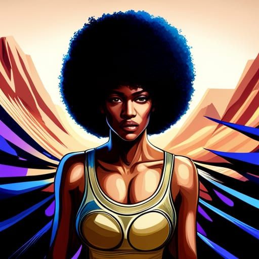 Black Woman Portrait in Hyperdetailed Digital Art