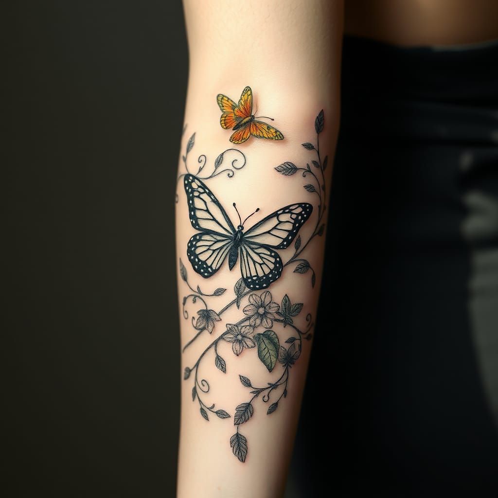 Butterfly Tattoo Art: Dreamlike Watercolor Illustration