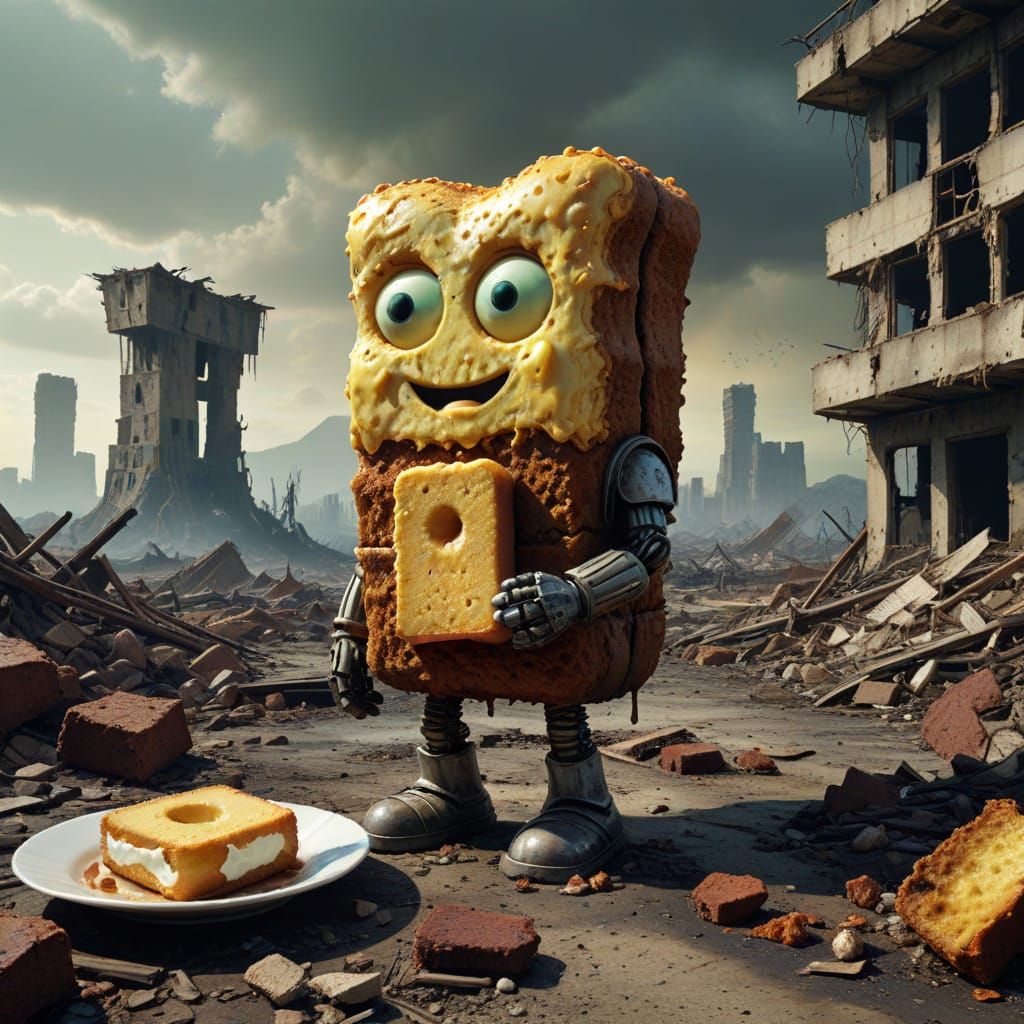 Surreal Post-Apocalyptic Twinkie Tower in Cyberpunk Style