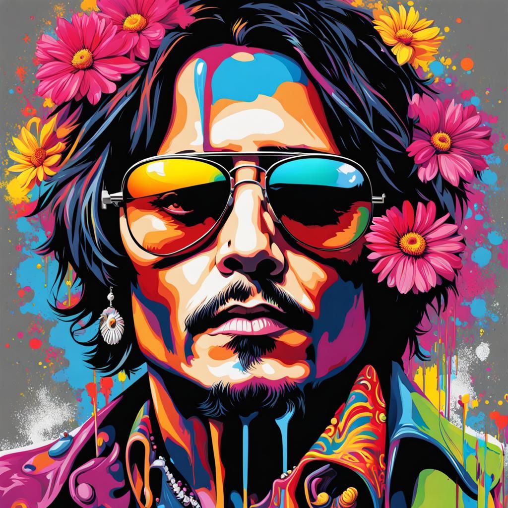 Johnny Depp as Colorful Graffiti Street Art