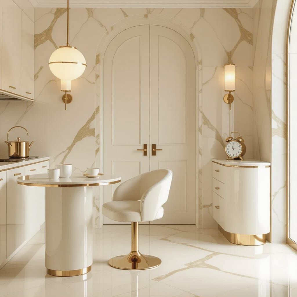 Elegant Art Deco Kitchen with Marble and Gold